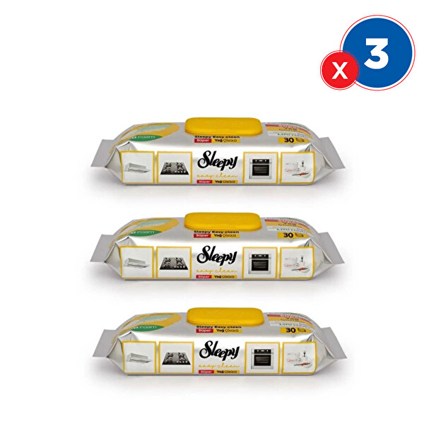 Sleepy Easy Clean Yağ Çözücü Havlu 30 YaprakX3'lü
