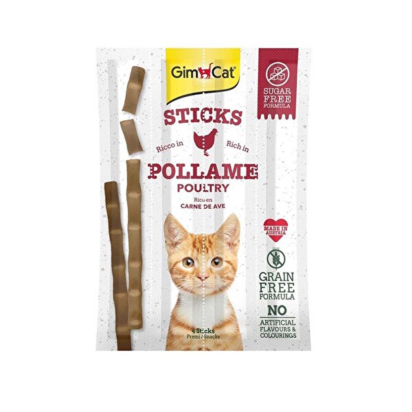 GimCat Sticks Kümes Hayvanı Etli Tahılsız Ödül Çubukları 4'lü 20 gr