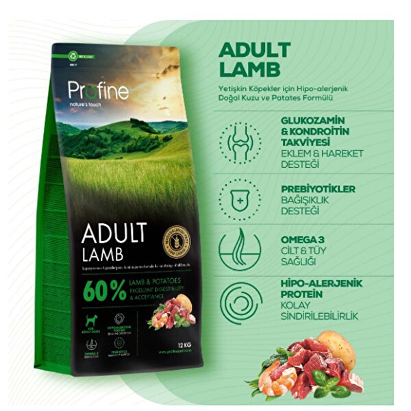 Profine Kuzulu Yetişkin Köpek Maması 12 Kg