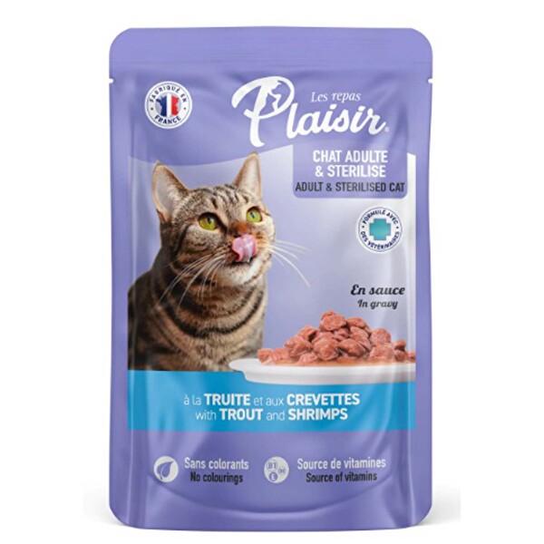 Plaisir Parça Etli Alabalık Karidesli Kedi Maması 100 g