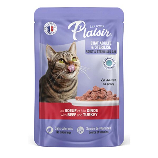 Plaisir Parça Etli Sığır Hindili Kedi Yaş Mama 100 g