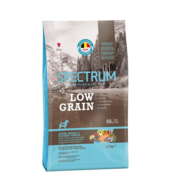 Spectrum Low Grain Somon&Hamsi&Yaban Mersinli Mini Irk Yavru Köpek Maması 2,5 Kg