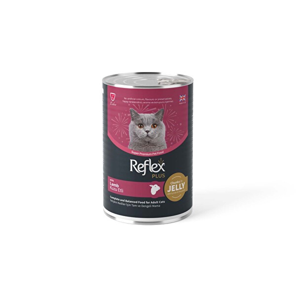 Reflex Plus Jöle İçinde Et Parçacıklı Kuzu Etli Yetişkin Kedi Maması 400 g