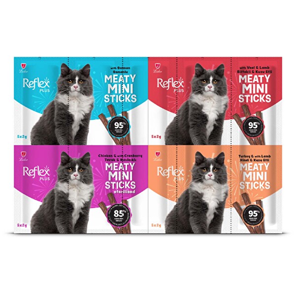Reflex Plus Mini Mix Somonlu Kuzu Etli VeBiftekli Kedi Ödülleri 2x20 g